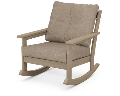 POLYWOOD® Vineyard Deep Seating Rocking Chair in Vintage Sahara / Spiced Burlap