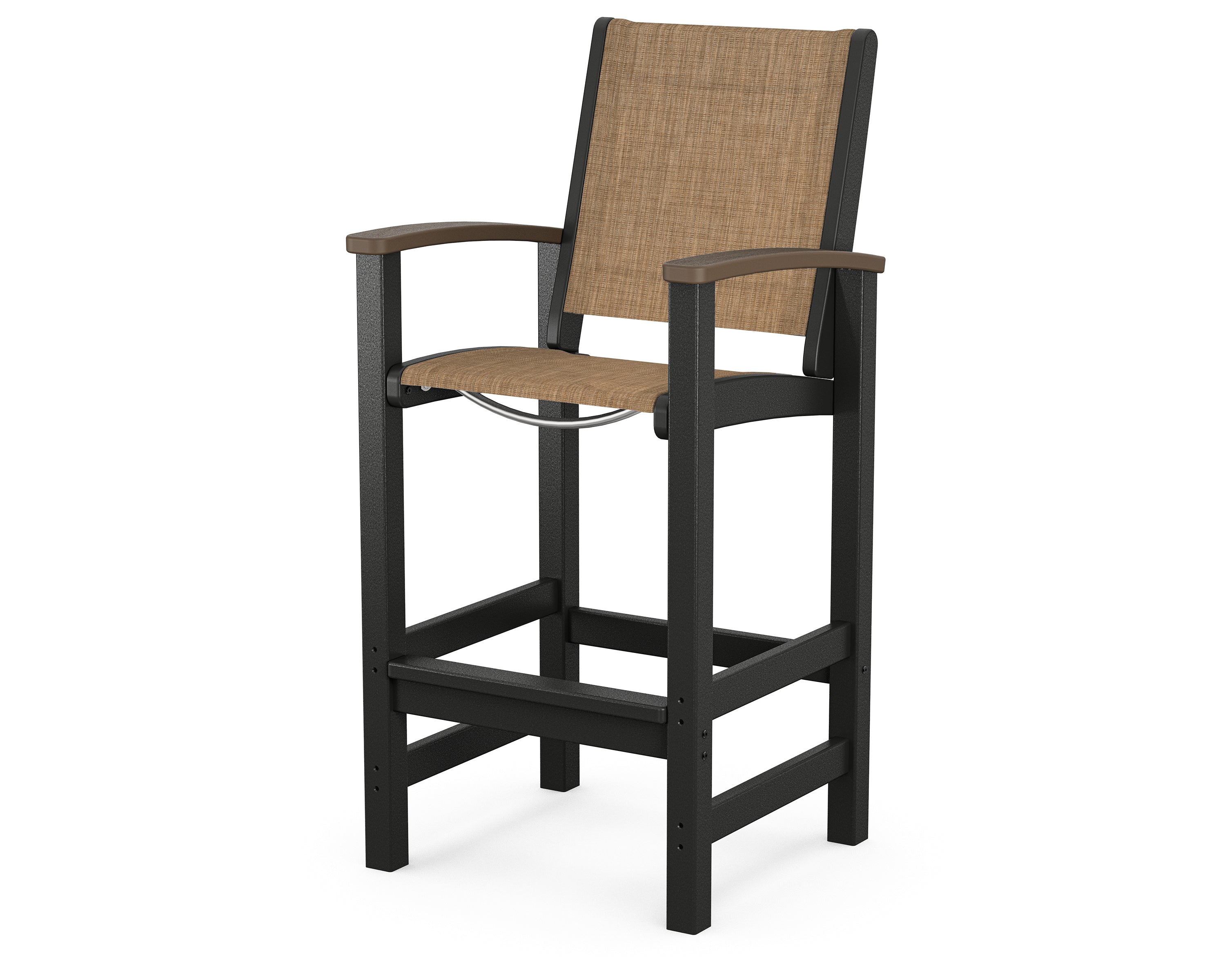 POLYWOOD® Coastal Bar Chair in Black / Kona / Burlap Sling