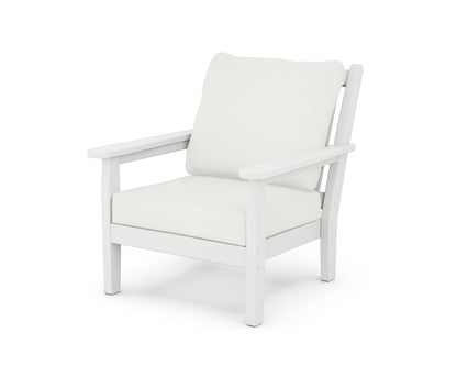 POLYWOOD® Chippendale Deep Seating Chair in White / Natural Linen