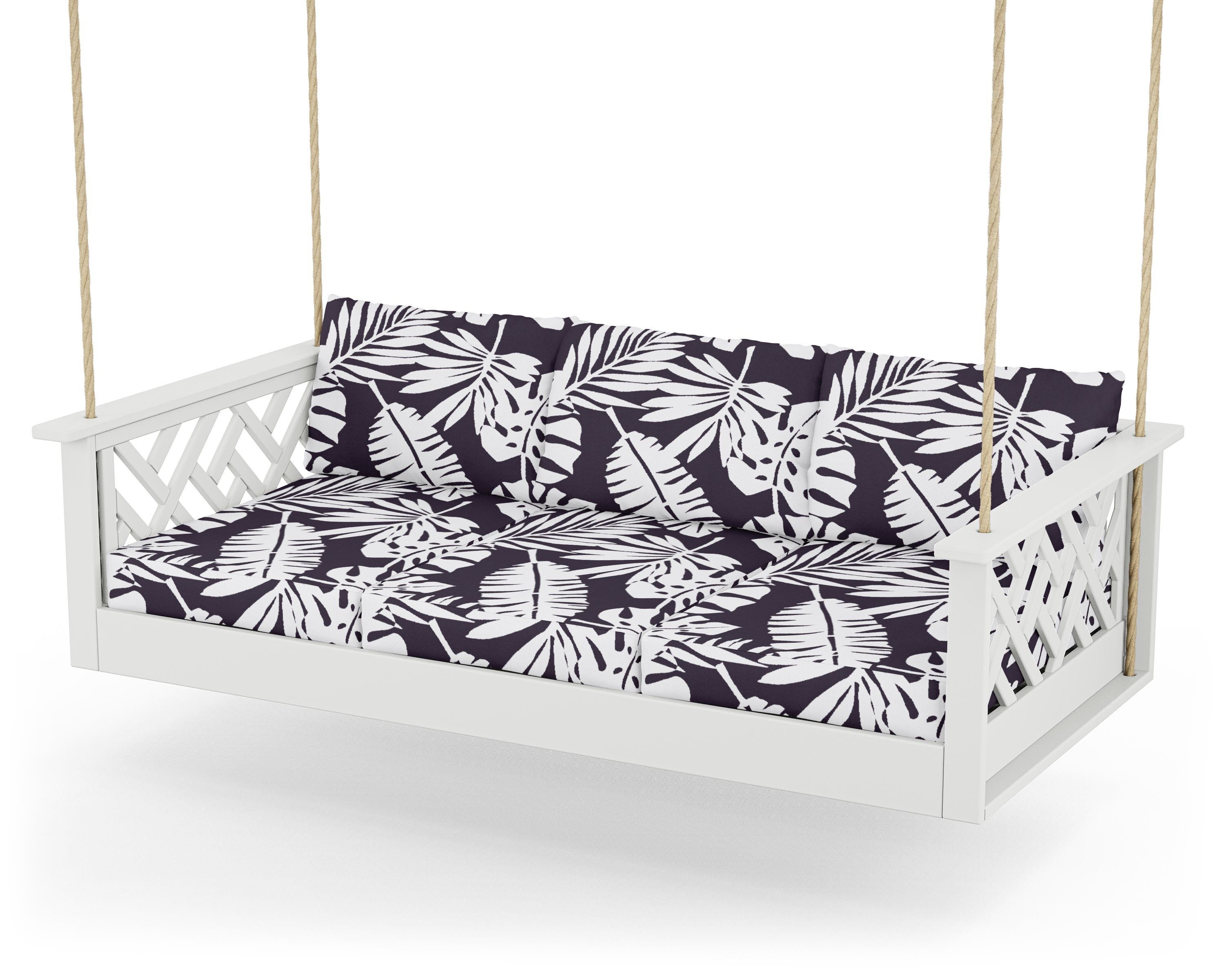 POLYWOOD® Chippendale Daybed Swing in White / Leaf Navy