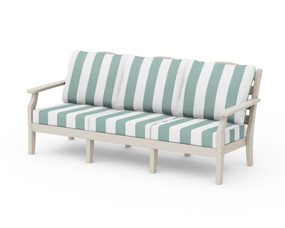 Draper James™ by  POLYWOOD® Savannah Deep Seating Sofa in Sand / Cabana Stripe Glacier Spa