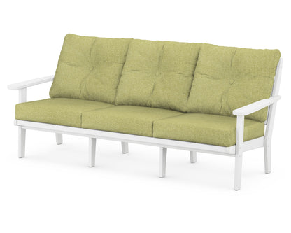 POLYWOOD® Lakeside Deep Seating Sofa in White / Chartreuse Boucle