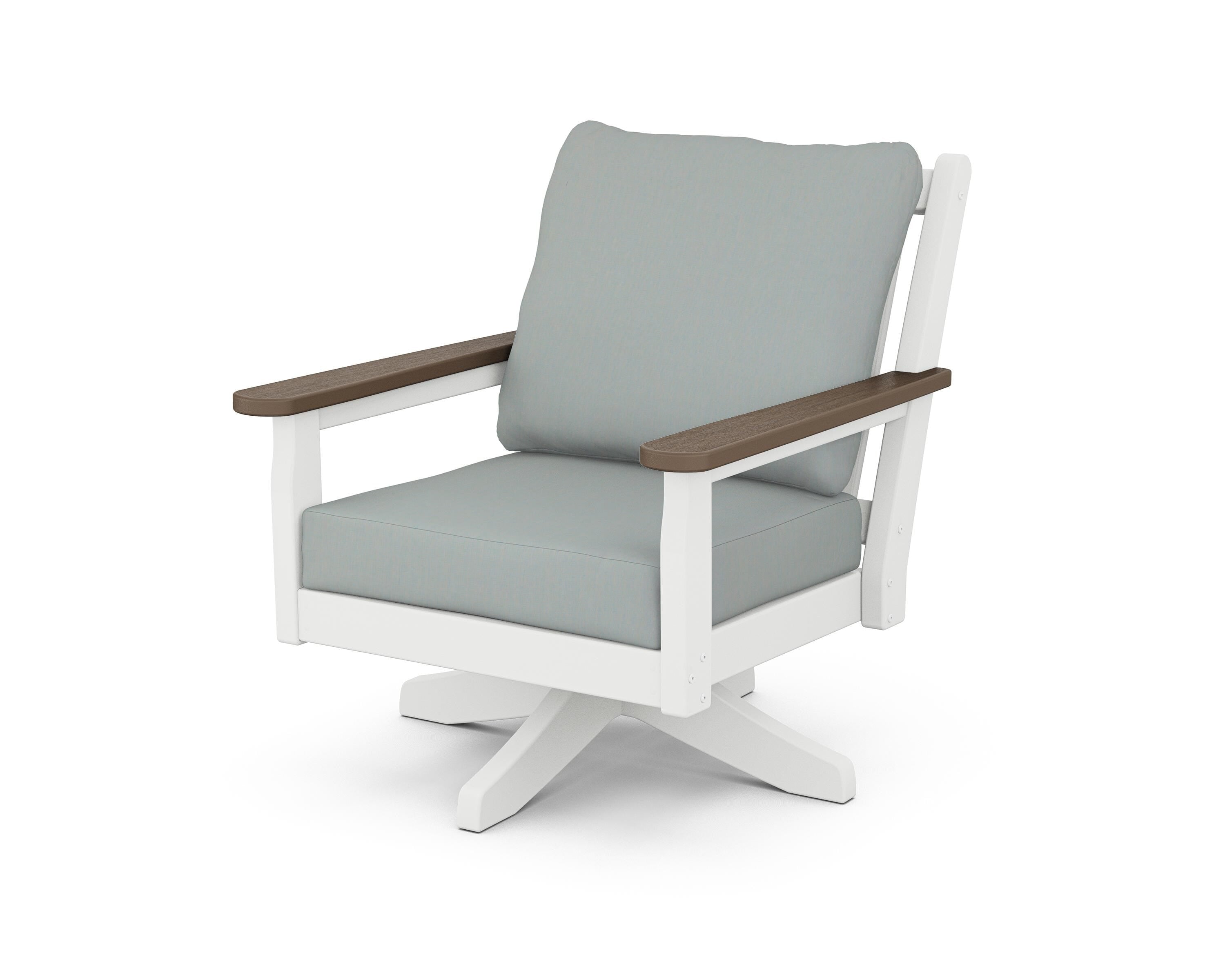 POLYWOOD® Chippendale Deep Seating Swivel Chair in White / Kona / Spa
