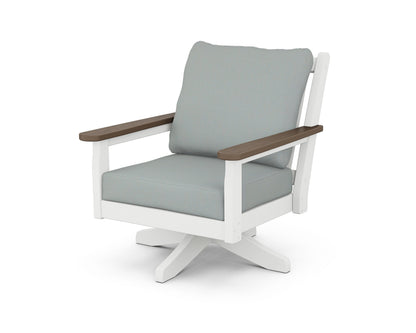 POLYWOOD® Chippendale Deep Seating Swivel Chair in White / Kona / Spa