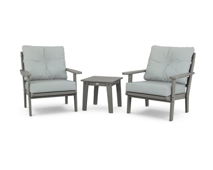 POLYWOOD® Lakeside 3-Piece Deep Seating Chair Set in Slate Grey / Spa