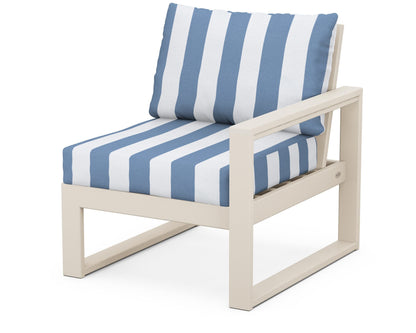 POLYWOOD® EDGE Modular Right Arm Chair in Sand / Cabana Stripe Sky Blue