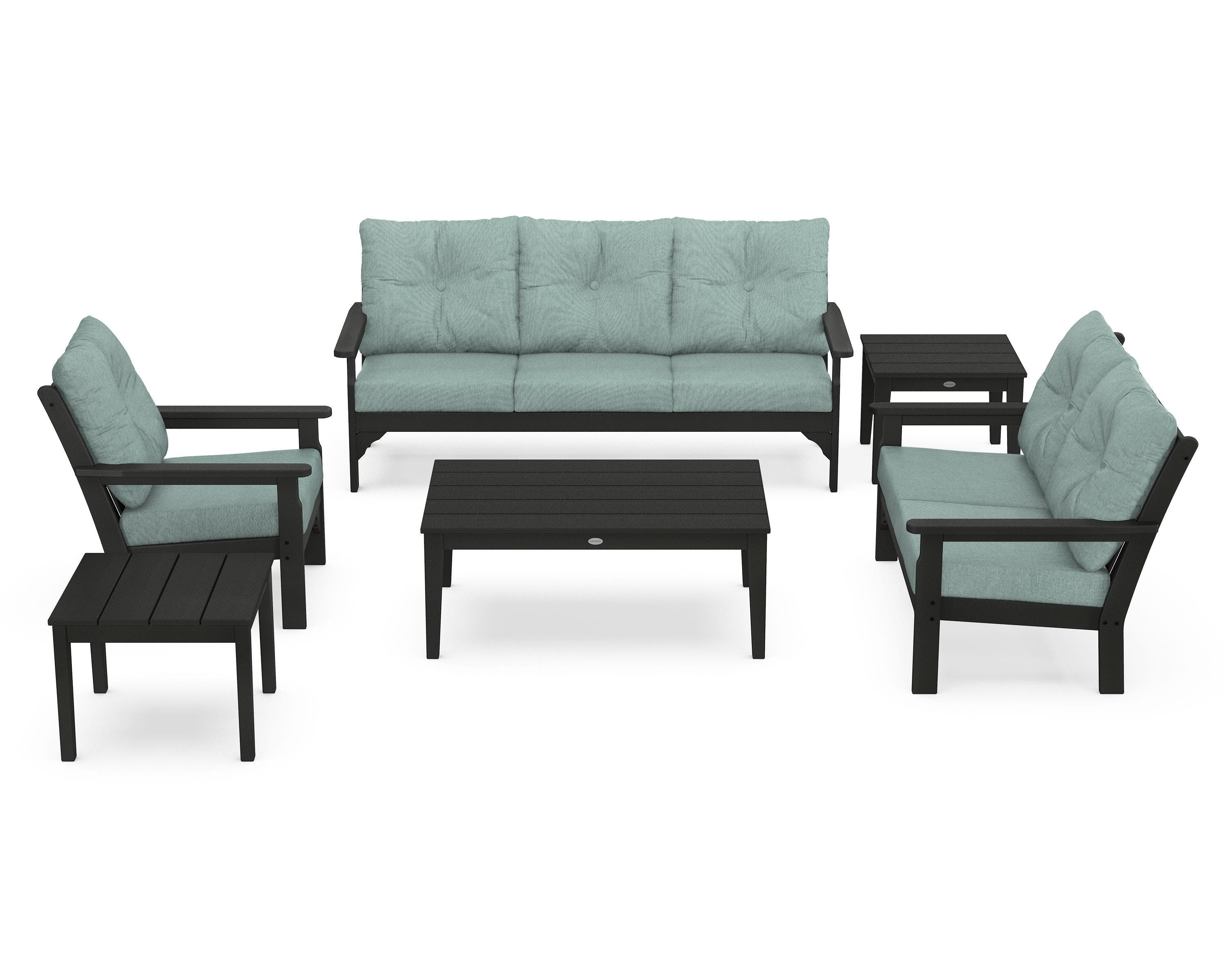 POLYWOOD® Vineyard 6-Piece Deep Seating Set in Green / Glacier Spa