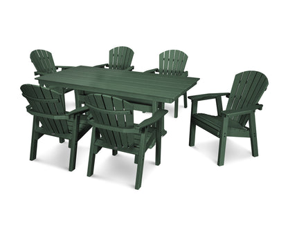 POLYWOOD® Seashell 7-Piece Farmhouse Dining Set with Trestle Legs in Green