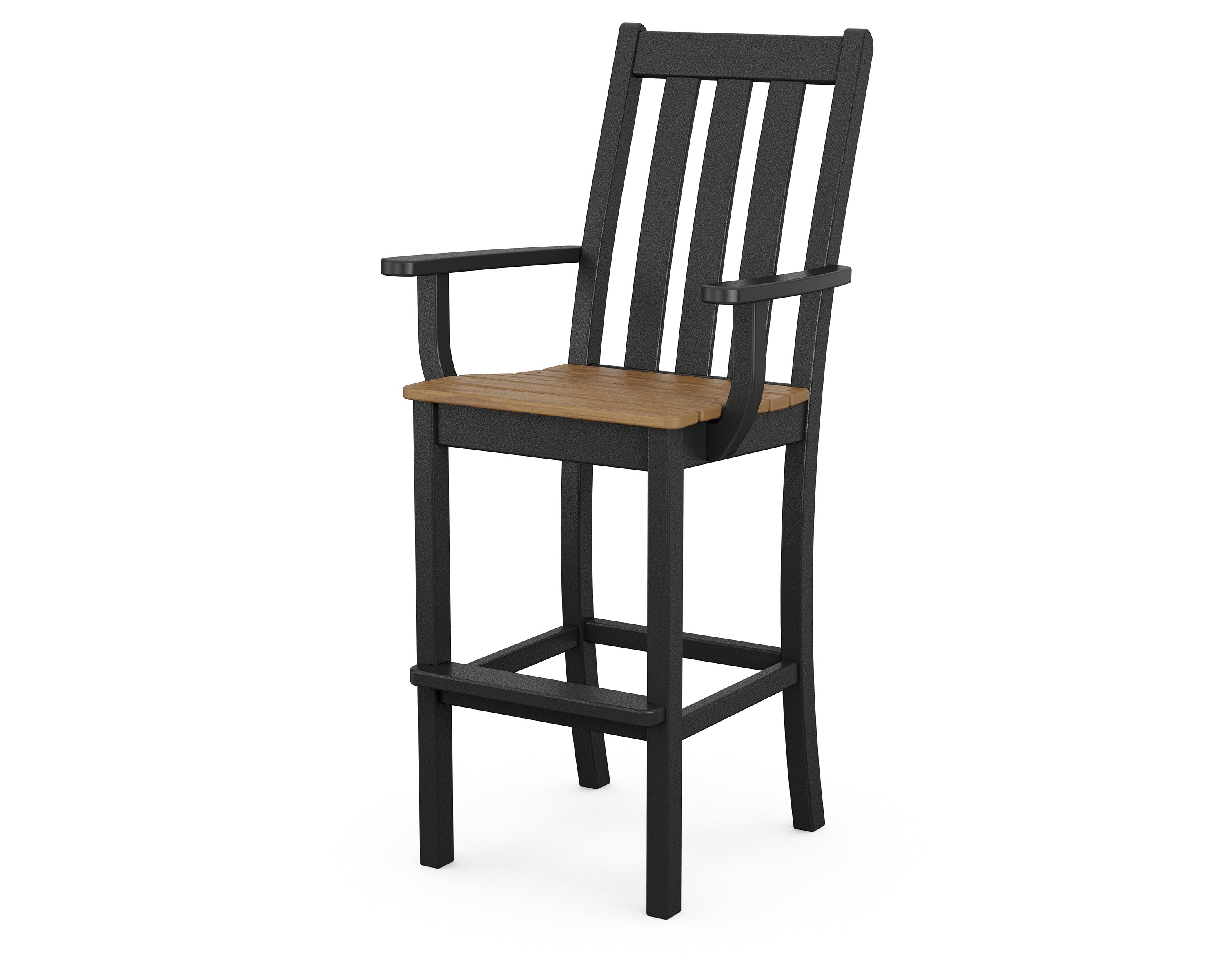 POLYWOOD® Vineyard Bar Arm Chair in Black / Natural