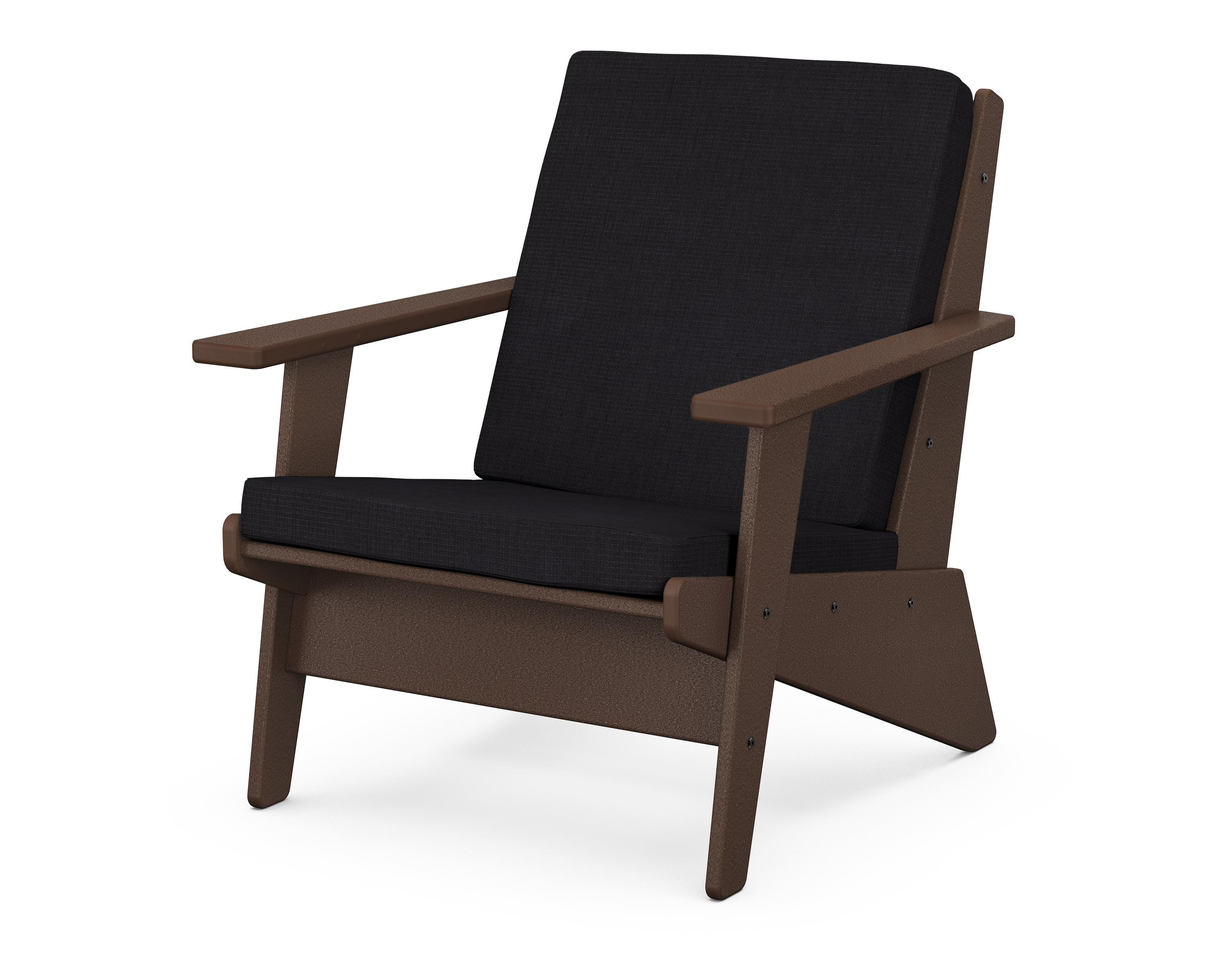 POLYWOOD® Riviera Modern Lounge Chair in Mahogany / Midnight Linen