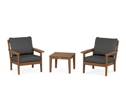 Country Living Cottage 3-Piece Deep Seating Set in Teak / Spectrum Carbon