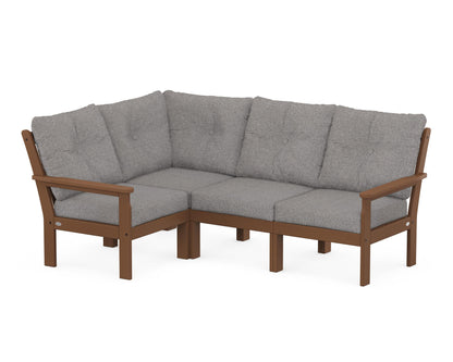 POLYWOOD® Vineyard 4-Piece Sectional in Teak / Grey Mist