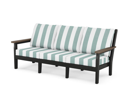 POLYWOOD® Chippendale Deep Seating Sofa in Black / Kona / Cabana Stripe Glacier Spa