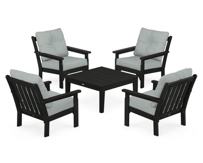 POLYWOOD® Vineyard 5-Piece Deep Seating Conversation Set in Black / Spa