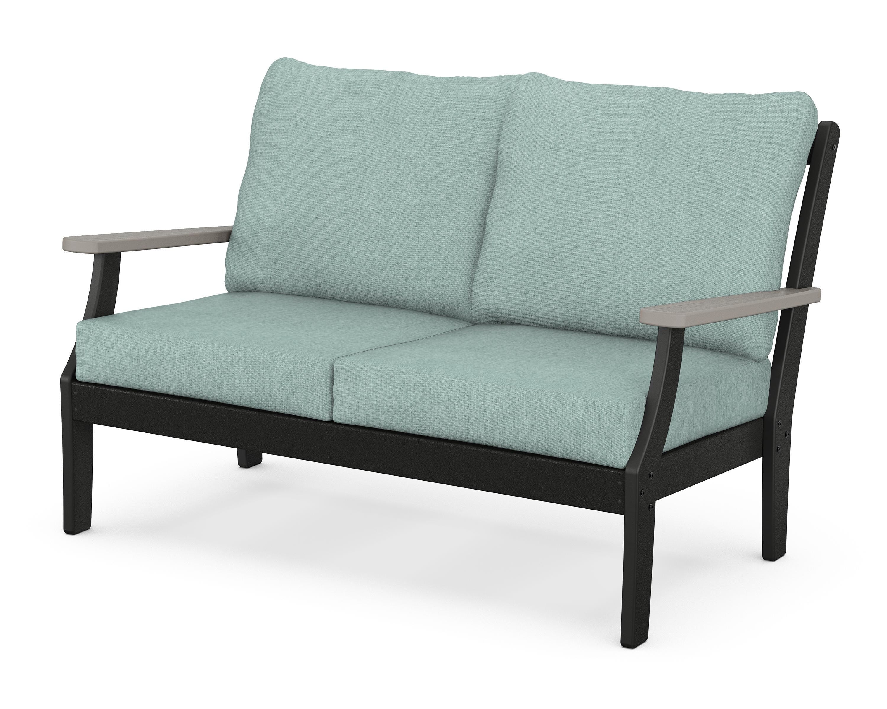 POLYWOOD® Braxton Deep Seating Loveseat in Black / Driftwood / Glacier Spa