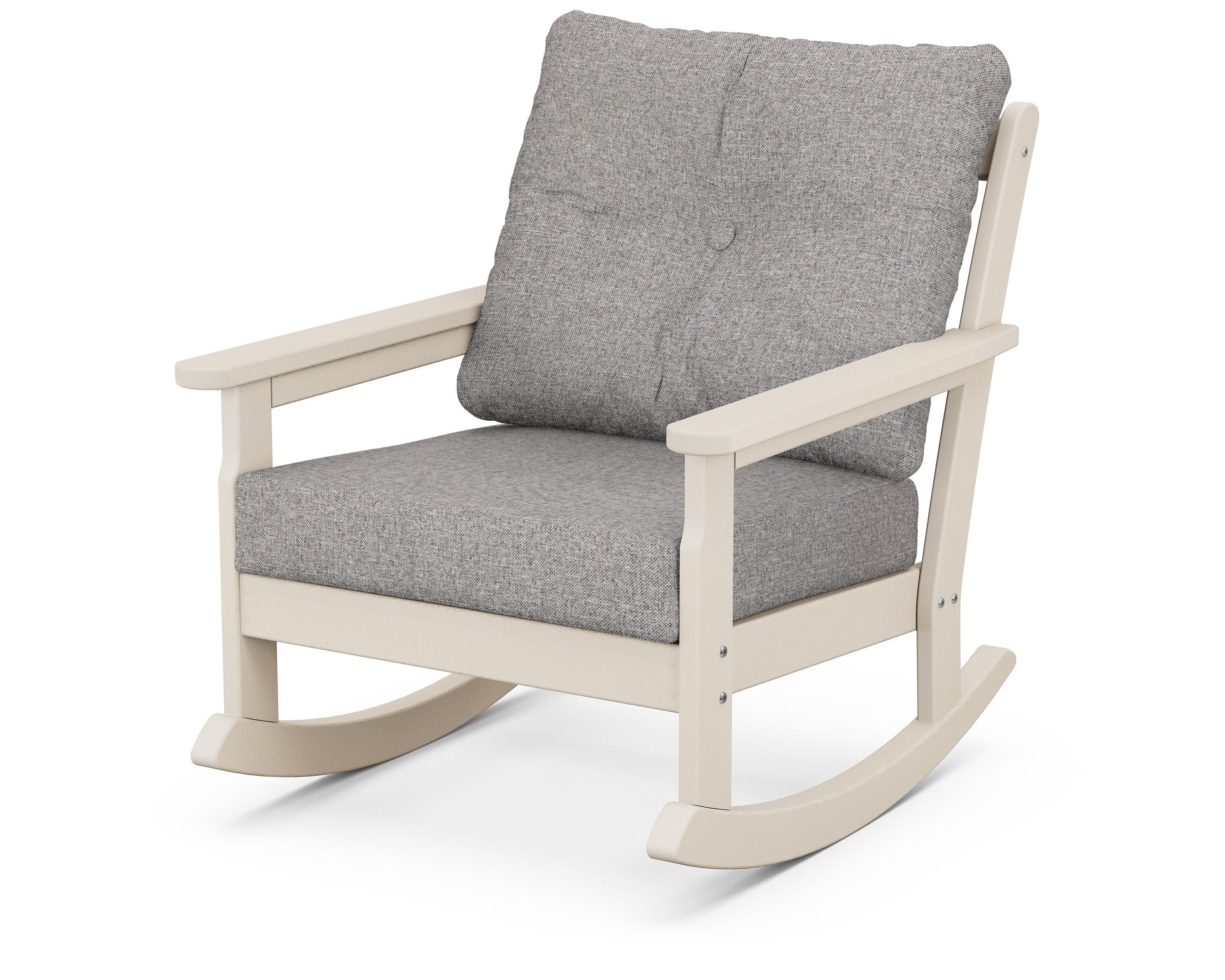 POLYWOOD® Vineyard Deep Seating Rocking Chair in Sand / Grey Mist