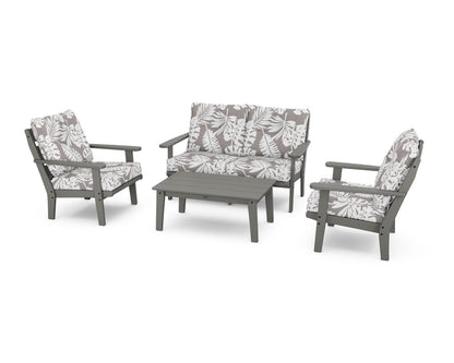 POLYWOOD® Lakeside 4-Piece Deep Seating Set in Slate Grey / Leaf Grey Mist