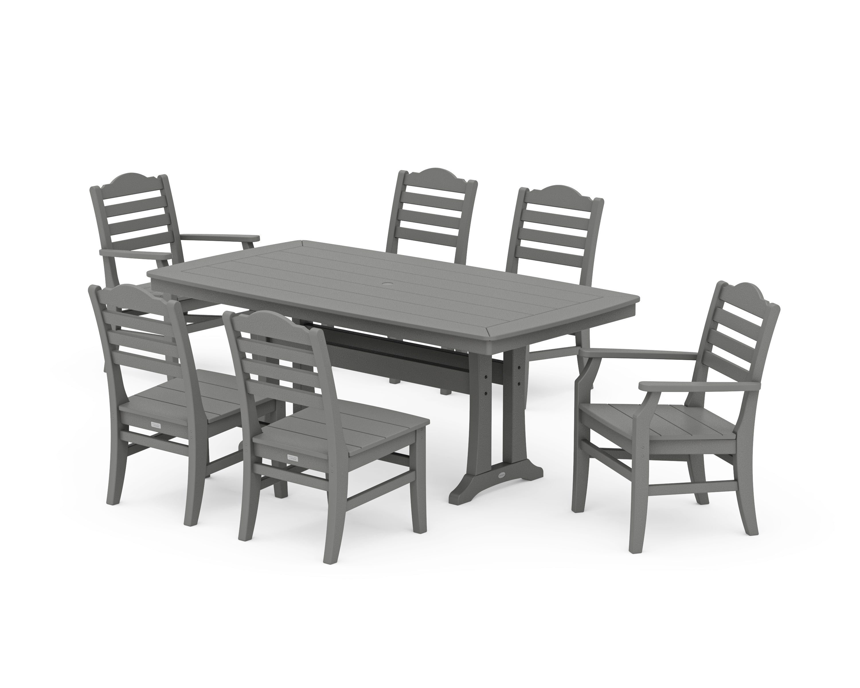 POLYWOOD® Savannah 7-Piece Dining Set with Trestle Legs in Slate Grey