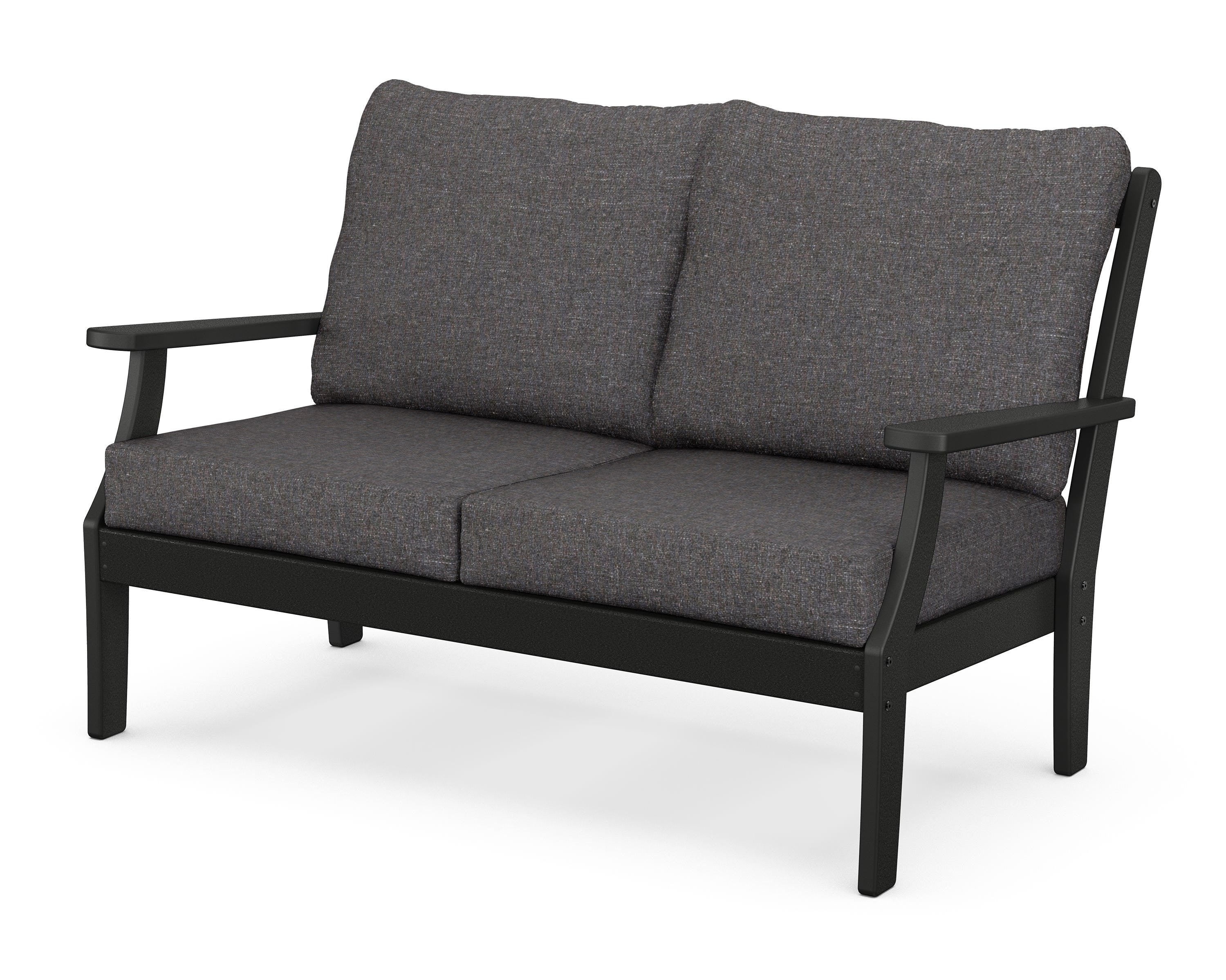 POLYWOOD® Braxton Deep Seating Loveseat in Black / Ash Charcoal