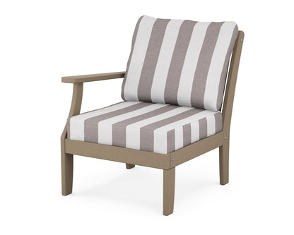 POLYWOOD® Braxton Modular Left Arm Chair in Vintage Sahara / Cabana Stripe Grey Mist
