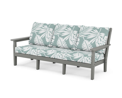 POLYWOOD® Chippendale Deep Seating Sofa in Slate Grey / Leaf Glacier Spa