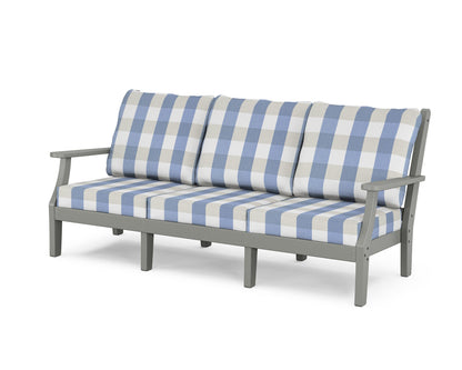Country Living Wovendale Deep Seating Sofa in Slate Grey / Buffalo Plaid Sky Blue