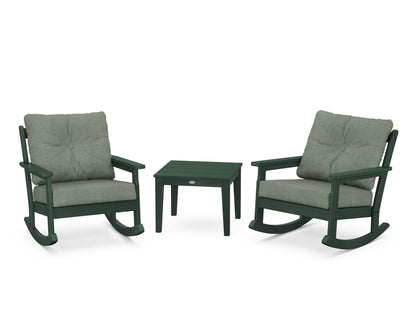 POLYWOOD® Vineyard 3-Piece Deep Seating Rocker Set in Green / Cast Sage