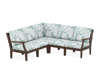 POLYWOOD® Braxton Modular 5-Piece Deep Seating Set in Mahogany / Leaf Glacier Spa
