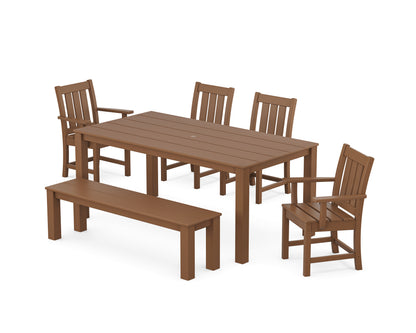POLYWOOD® Oxford 6-Piece Parsons Dining Set with Bench in Teak