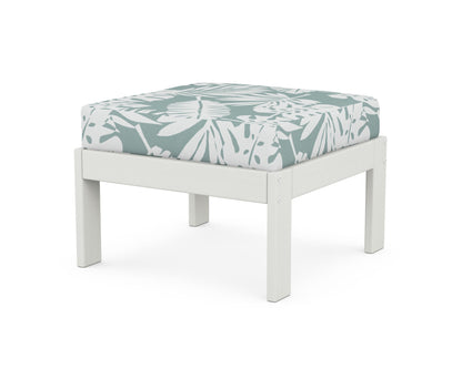 POLYWOOD® Vineyard Modular Ottoman in Vintage White / Leaf Glacier Spa