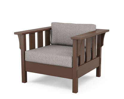 Martha Stewart by POLYWOOD® Acadia Deep Seating Chair in Mahogany / Weathered Tweed