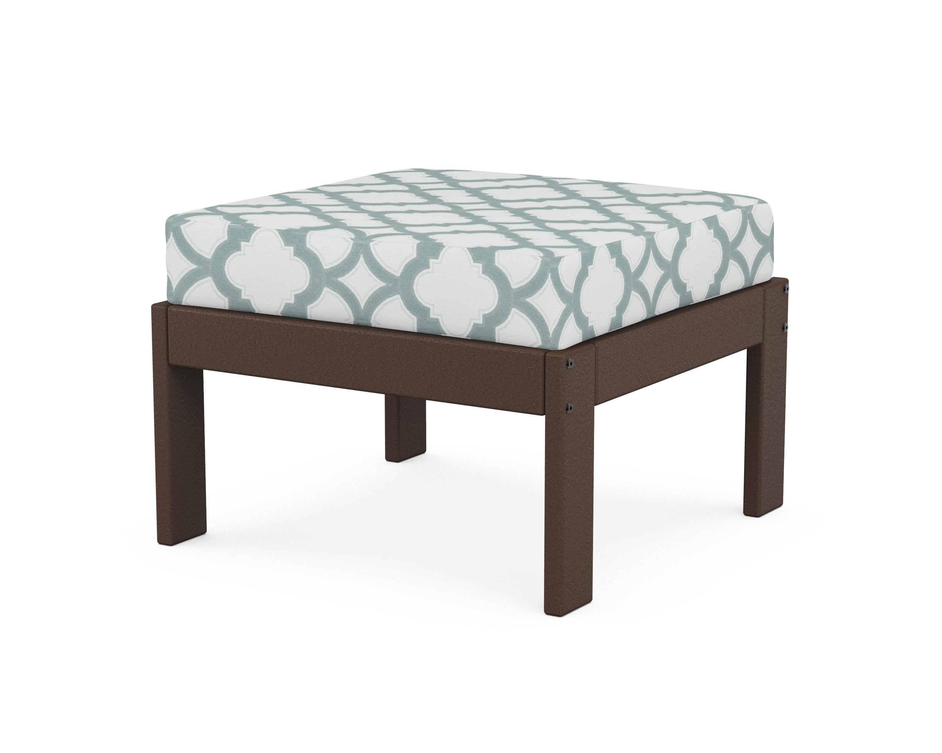POLYWOOD® Vineyard Modular Ottoman in Mahogany / Trellis Glacier Spa