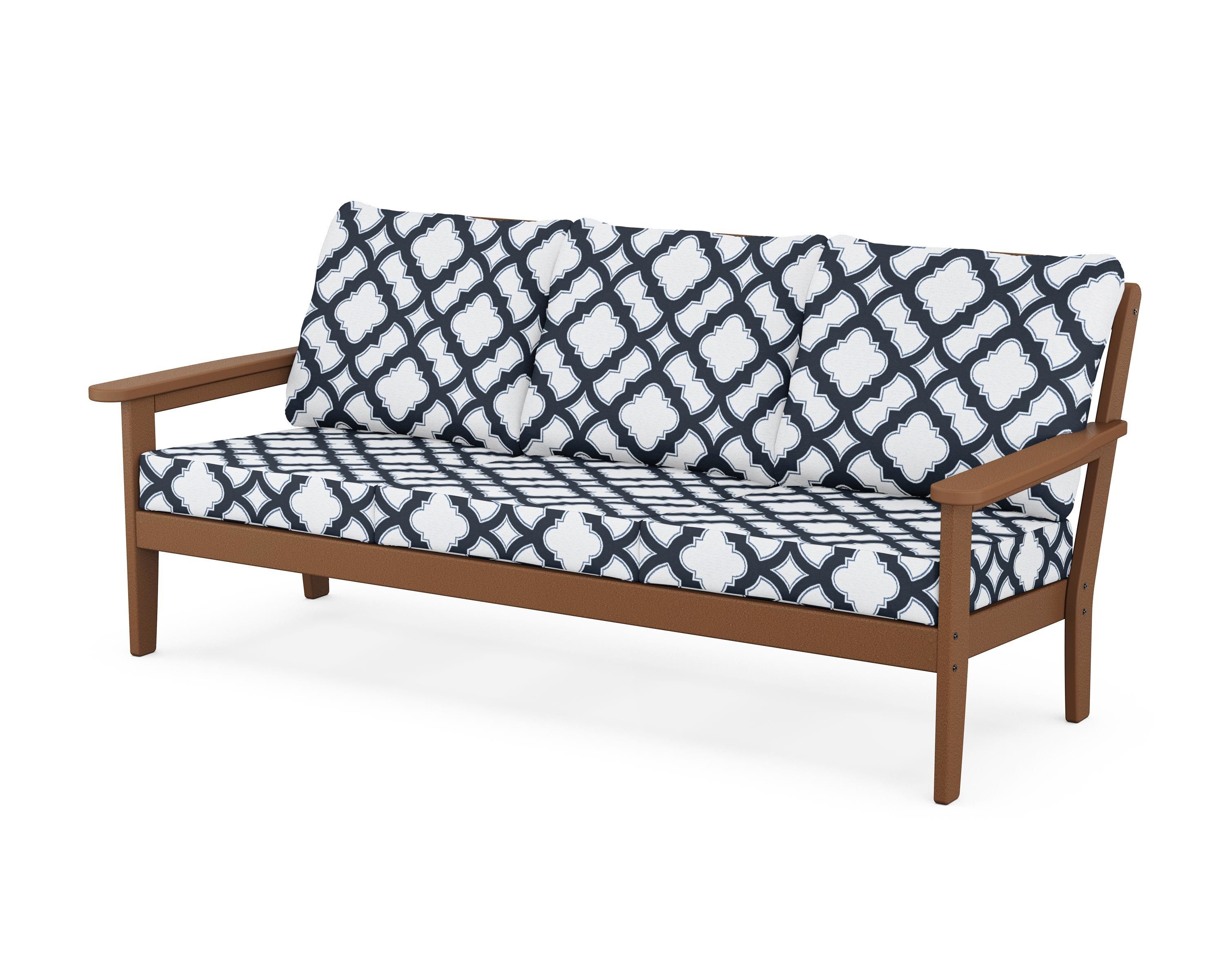 Country Living Cottage Deep Seating Sofa in Teak / Trellis Marine Indigo