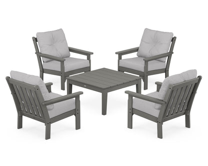 POLYWOOD® Vineyard 5-Piece Deep Seating Conversation Set in Slate Grey / Granite