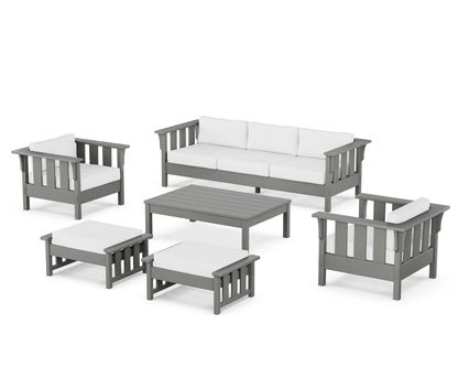 Martha Stewart by POLYWOOD® Acadia 6-Piece Lounge Sofa Set in Slate Grey / Natural