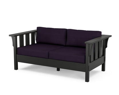 Martha Stewart by POLYWOOD® Acadia Deep Seating Loveseat in Black / Navy Linen