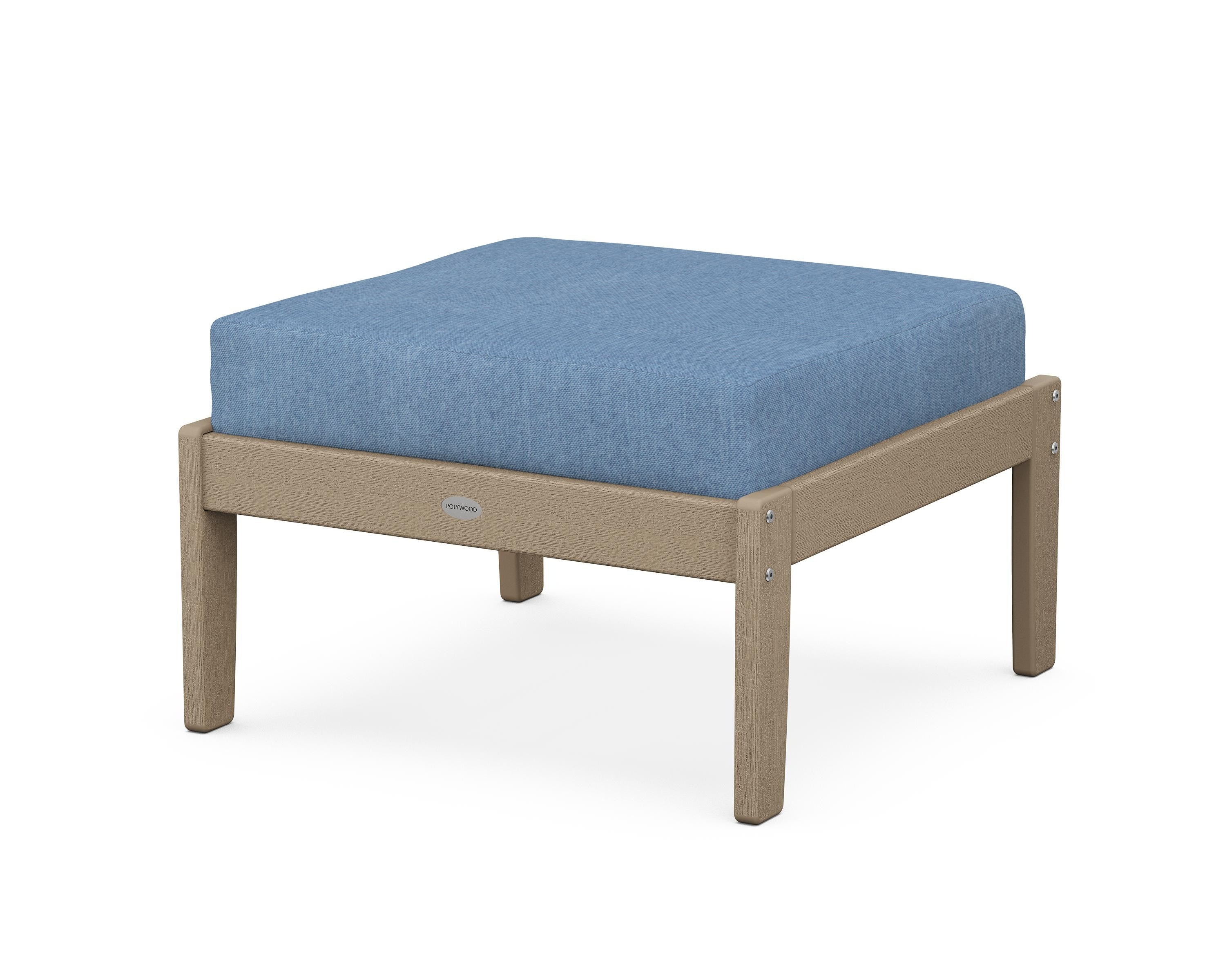 POLYWOOD® Braxton Deep Seating Ottoman in Vintage Sahara / Sky Blue