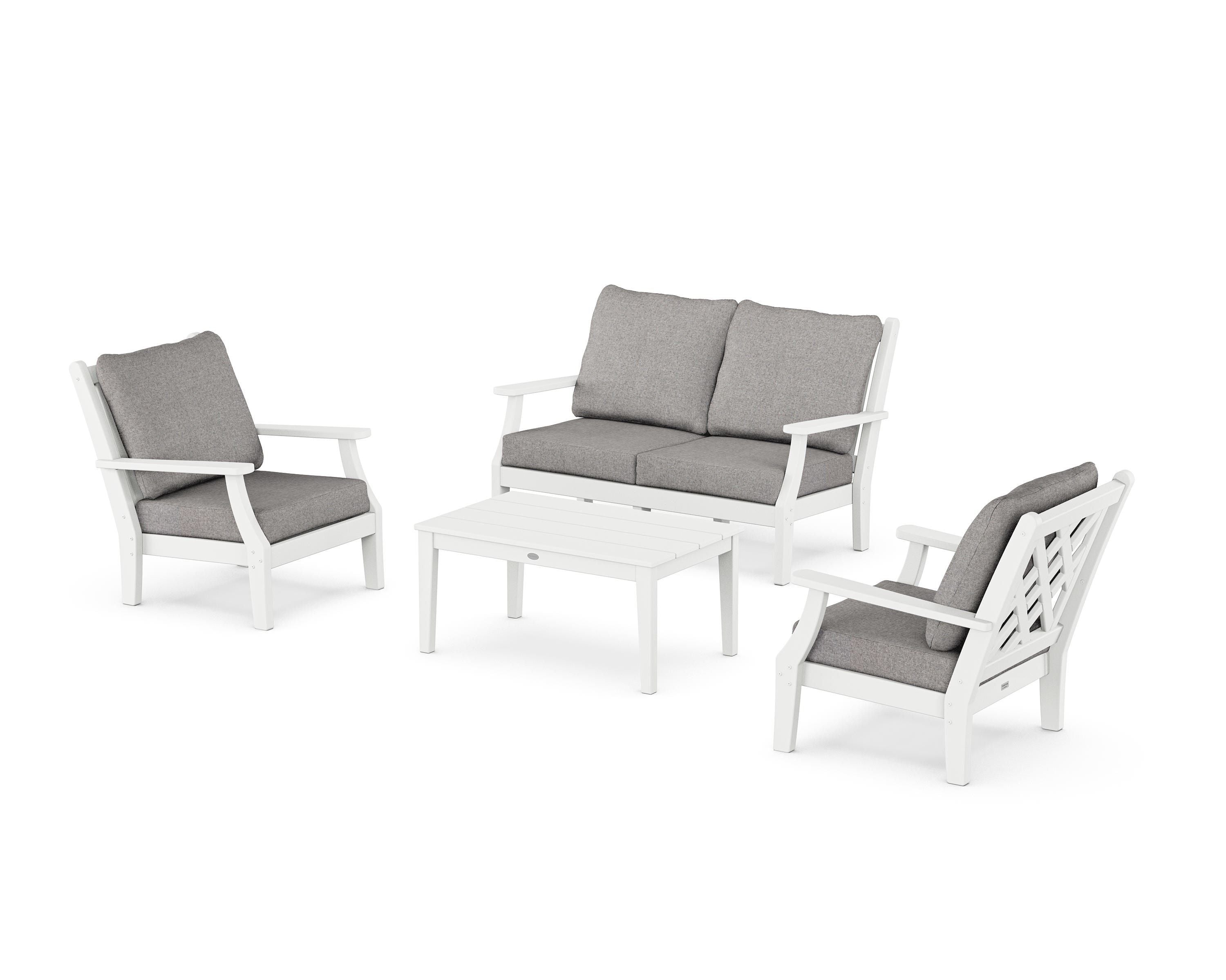 Country Living Wovendale 4-Piece Deep Seating Set with Loveseat in White / Grey Mist