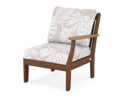 POLYWOOD® Braxton Modular Right Arm Chair in Teak / Natural / Leaf Dune Burlap