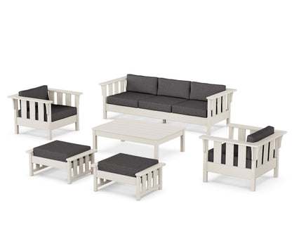 Martha Stewart by POLYWOOD® Acadia 6-Piece Lounge Sofa Set in Sand / Ash Charcoal