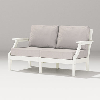 PW Designer Series Estate Loveseat in Vintage White / Dune Burlap