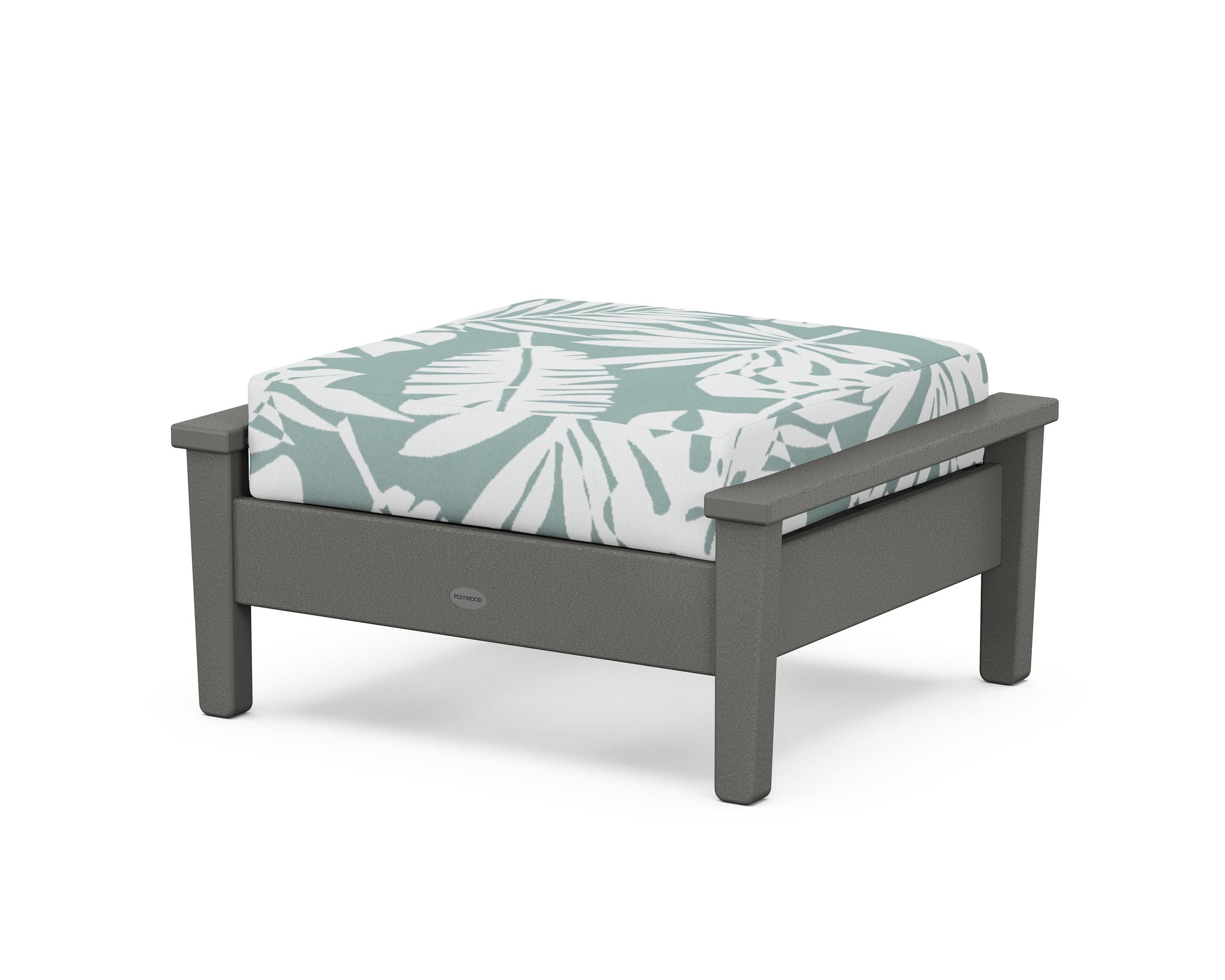 POLYWOOD® Prescott Deep Seating Ottoman in Slate Grey / Leaf Glacier Spa