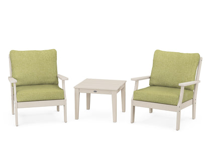 POLYWOOD® Braxton 3-Piece Deep Seating Set in Sand / Chartreuse Boucle
