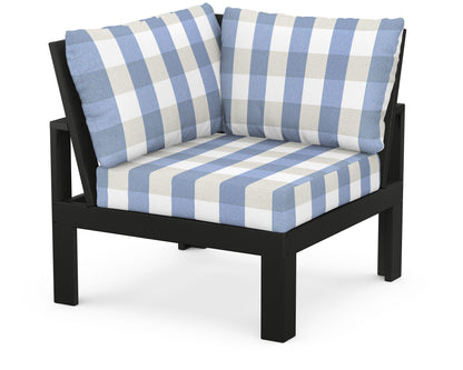 Unbranded Modular Corner Chair in Black / Buffalo Plaid Sky Blue