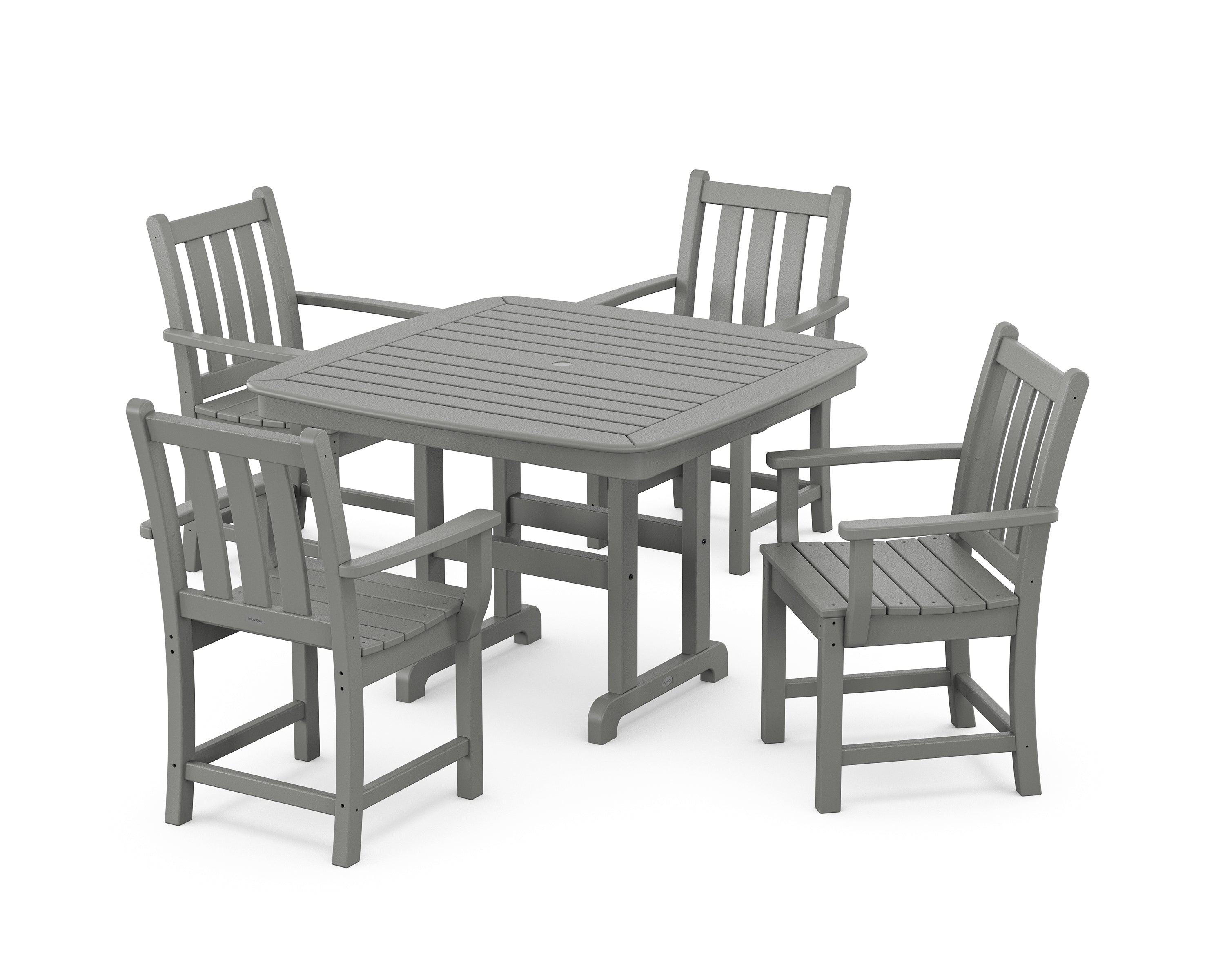 POLYWOOD® Traditional Garden 5-Piece Dining Set with Trestle Legs in Slate Grey