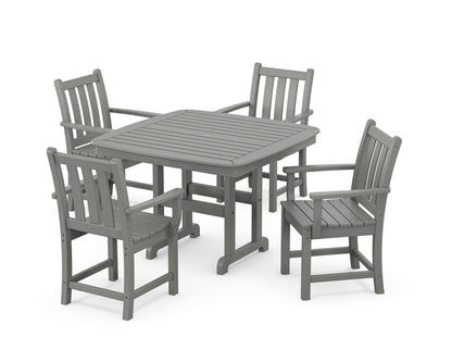POLYWOOD® Traditional Garden 5-Piece Dining Set with Trestle Legs in Slate Grey