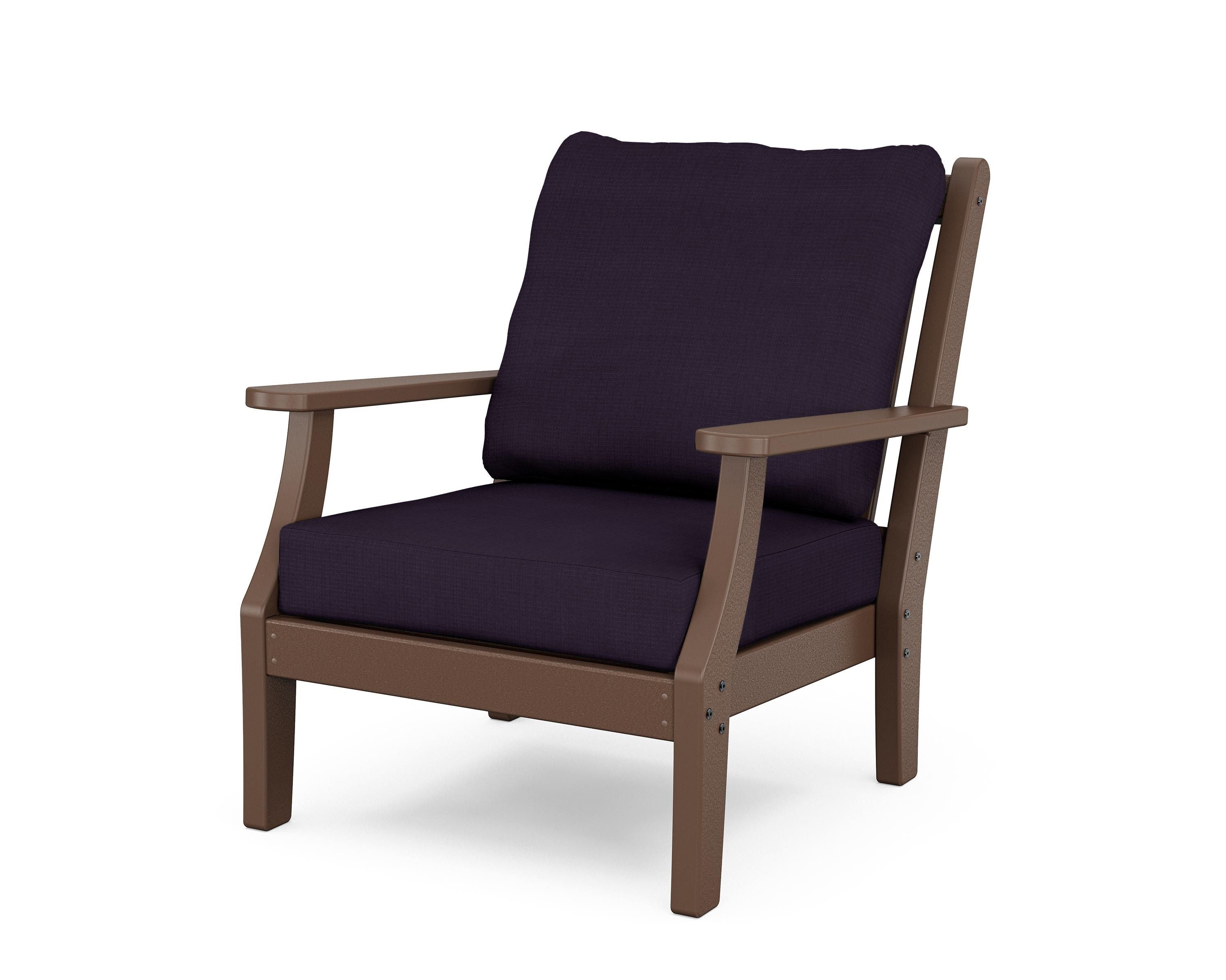 Country Living Wovendale Deep Seating Chair in Mahogany / Navy Linen