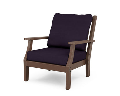Country Living Wovendale Deep Seating Chair in Mahogany / Navy Linen