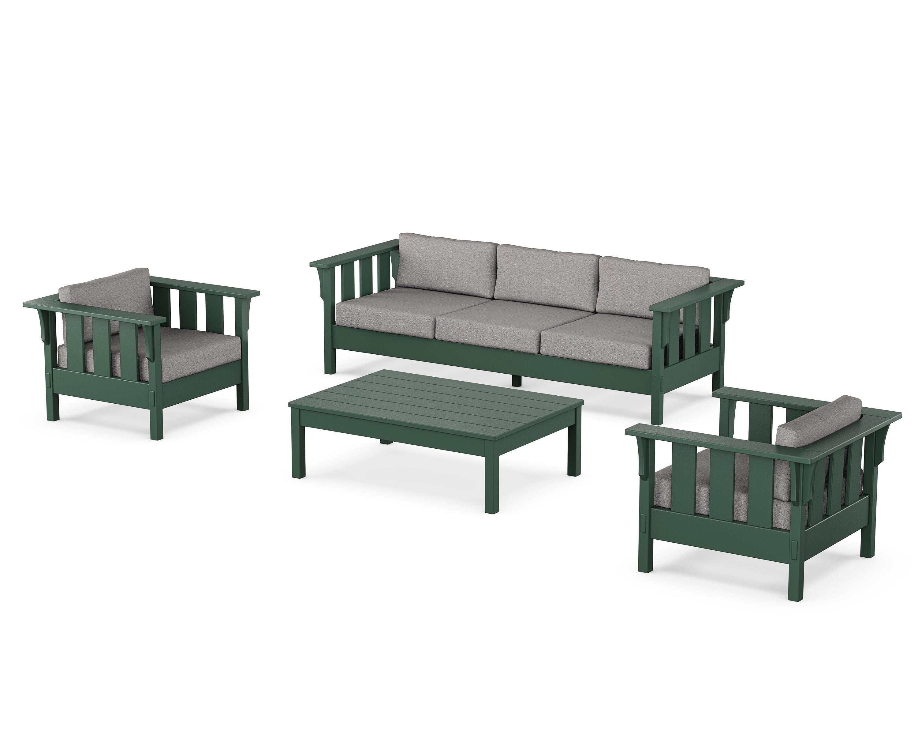 Martha Stewart by POLYWOOD® Acadia 4-Piece Deep Seating Set with Sofa in Green / Grey Mist