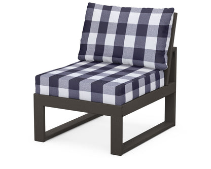 Unbranded Modular Armless Chair in Vintage Coffee / Buffalo Plaid Navy